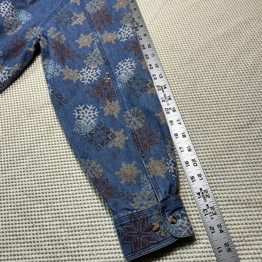 Westbound Women’s XL Denim Button Up Shirt Snowflake Print 100% Cotton Vintage - Picture 9 of 9
